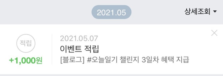  네이버 블로그 #오늘일기 챌린지 3일차 네이버  페이 1,000원 들어옴