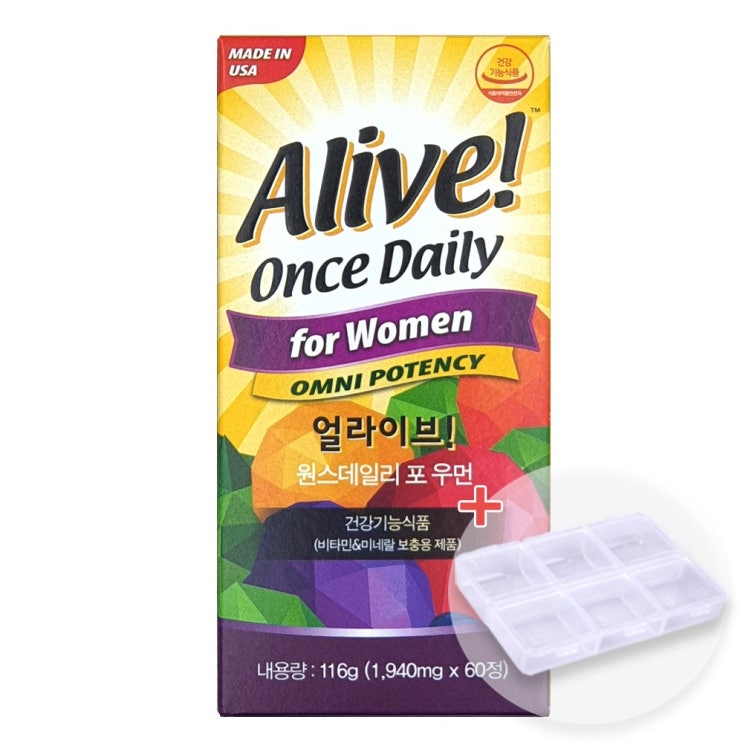당신만 모르는 얼라이브 종합비타민 포 우먼+6p알약케이스, 2개월분+알약케이스 좋아요 당신만 모르는 얼라이브 종합비타민 포 우먼+6p알약케이스, 2개월분+알약케이스 좋아요