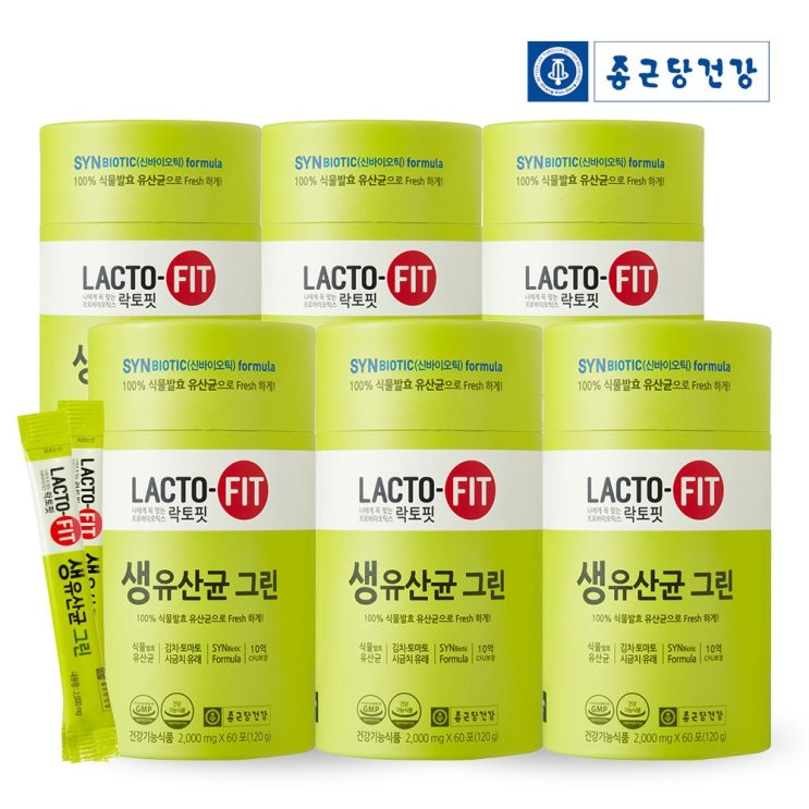 선호도 높은 종근당건강 락토핏 생유산균 그린 60포 / 우리가족 유산균, 6통, 120g 추천해요 선호도 높은 종근당건강 락토핏 생유산균 그린 60포 / 우리가족 유산균, 6통, 120g 추천해요