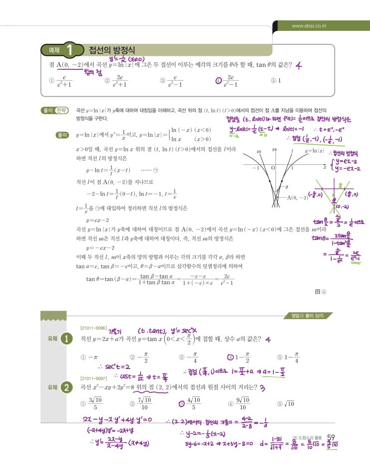 수능특강 미적분 p59, p61) 05 도함수의 활용 예제 및 유제 문제 및 풀이 1