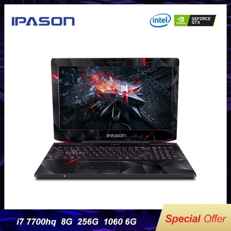 많이 찾는 IPASON 15 6 인치 IPS 게임용 노트북 인텔 i7 7700HQ GTX1060 6G RGB 8GB 16GB RAM DDR4 256GB 512GB SSD 게임용 노