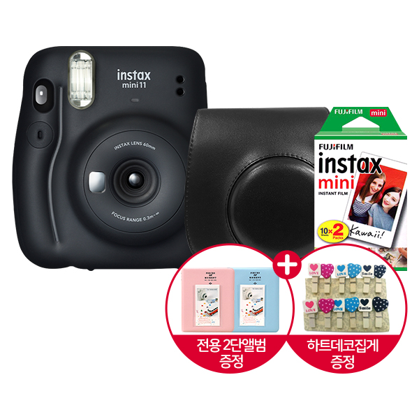 가성비 좋은 인스탁스 미니11+케이스+필름20장+전용2단앨범+하트집게 폴라로이드, 챠콜그레이 좋아요 가성비 좋은 인스탁스 미니11+케이스+필름20장+전용2단앨범+하트집게 폴라로이드, 챠콜그레이 좋아요