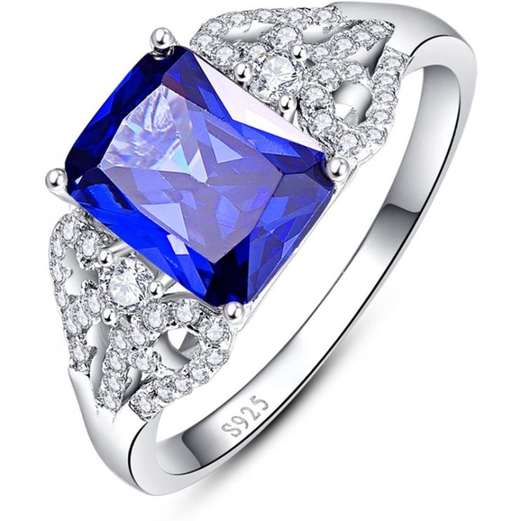 많이 찾는 Merthus 925 순은 여자 여자를위한 파란 사파이어 반지를 창조했습니다 ···