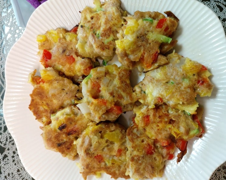 참치캔 야채 달걀전 만들기 /쉽게 만드는 전, 한입크기전 참치캔 야채 달걀전 만들기 /쉽게 만드는 전, 한입크기전