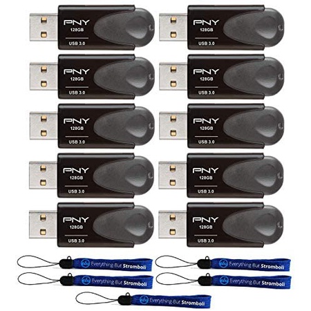 리뷰가 좋은 50163 Generic PNY 플래쉬 드라이브 (Bulk Ten Pack) 128GB Turbo Attache 4 USB 3.0 Works with 컴퓨터 (, On