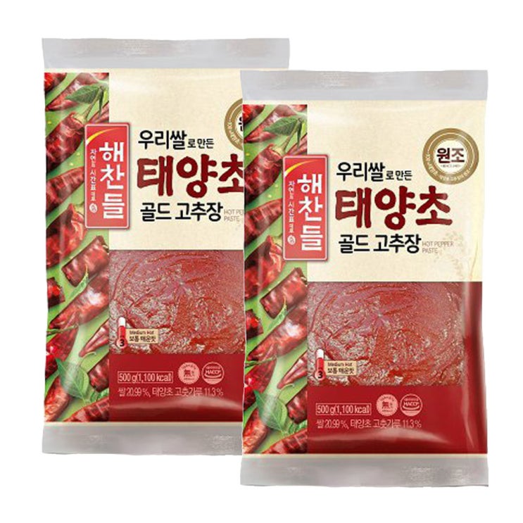 갓성비 좋은 (상온)해찬들 우리쌀태양초골드고추장500g(봉)x2개, 1세트 좋아요 갓성비 좋은 (상온)해찬들 우리쌀태양초골드고추장500g(봉)x2개, 1세트 좋아요