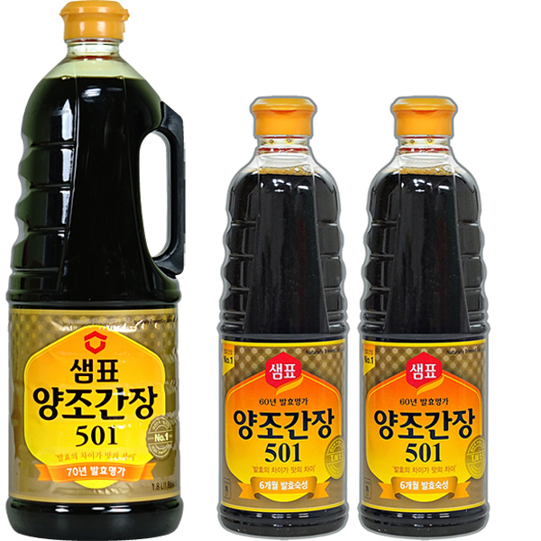 많이 팔린 샘표 양조간장 501 1.8L x 1개 + 양조간장 501 930mL x 2개, 1세트 ···