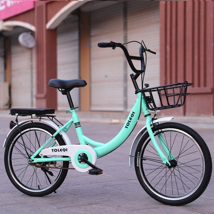 가성비 좋은 알루미늄 가벼운 여성용 자전거, [단일 속도] 22 인치 연두색 + 슈 프레 ···