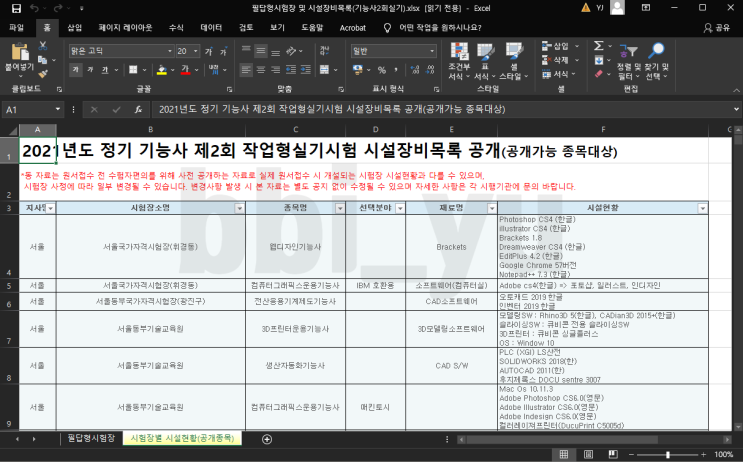  큐넷 실기 원서접수 꿀팁 실기시험장 프로그램 버전 확인 방법(PC, 어플/원서접수 전,후)