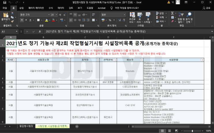 큐넷 실기 원서접수 꿀팁 실기시험장 프로그램 버전 확인 방법(PC, 어플/원서접수 전,후)