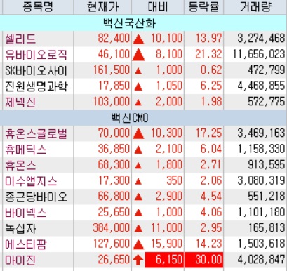 백신 관련주 급등 - 정부에서 개발 적극 지원 백신 관련주 급등 - 정부에서 개발 적극 지원
