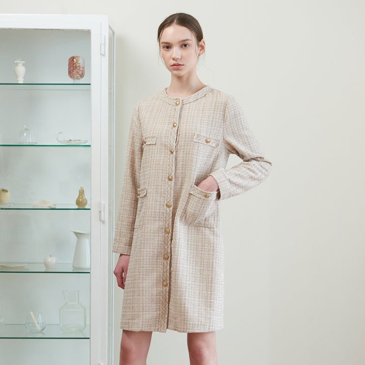  많이 찾는 가니송 Single Gold Button Tweed Onepiece 좋아요