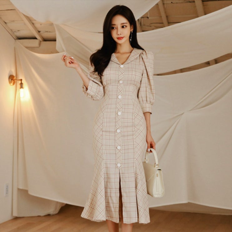 많이 찾는 타니즈 사모레 체크 머메이드 롱 원피스 ··· 많이 찾는 타니즈 사모레 체크 머메이드 롱 원피스 ···
