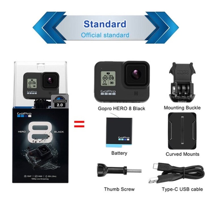 인기있는 액션캠 고프로 유뷰브 촬영장비 카메라 캠 오리지널 Gopro Hero 8 블랙 방수 |, 표준, 중국, 128GB 리모컨 제외 ···