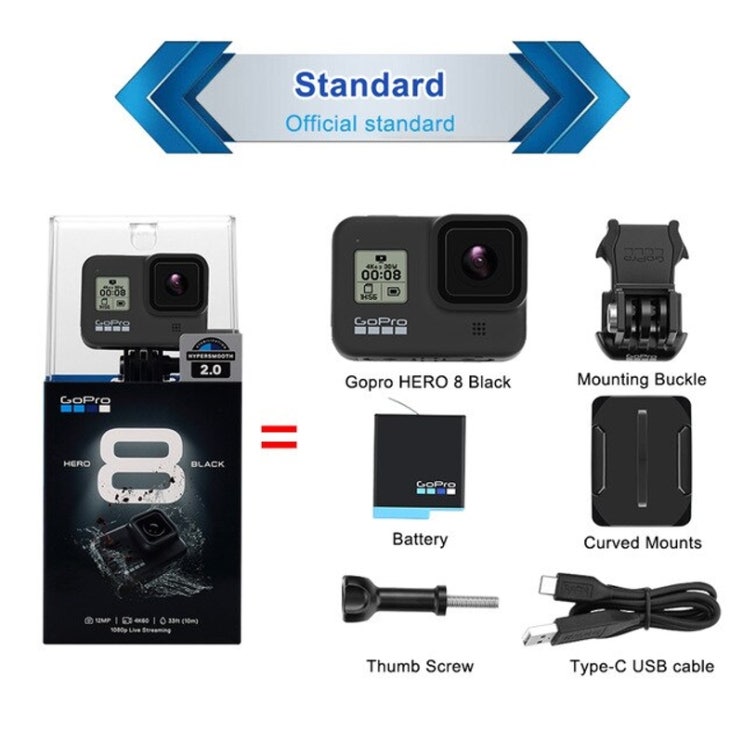 인기있는 액션캠 고프로 유뷰브 촬영장비 카메라 캠 오리지널 Gopro Hero 8 블랙 방수 |, 표준, 중국, 128GB 리모컨 제외 ···