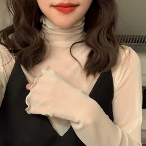  리뷰가 좋은 꼬박이 레이어드 이너 시스루 블라우스 망사 티셔츠 ···