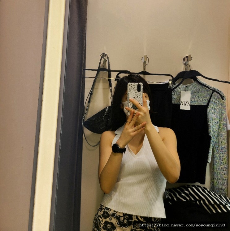  자라 ZARA 니트 홀터넥 나시, 데일리룩 코디