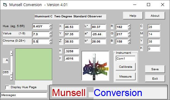  페인트를 살 때 알아두면 좋은 먼셀코드, Munsell Conversion v4.01 그리고 팬톤