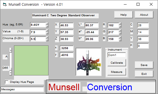 페인트를 살 때 알아두면 좋은 먼셀코드, Munsell Conversion v4.01 그리고 팬톤