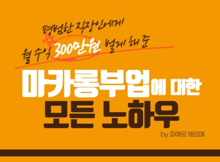  [전자책] 평범한 직장인에게 월 수익 300만원 벌게 해준 마카롱 창업, 부업에 대한 모든 노하우 - 피에르 에르메