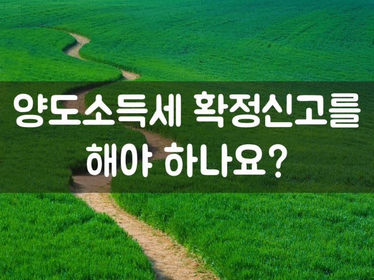  양도소득세 확정신고를 해야 하나요?