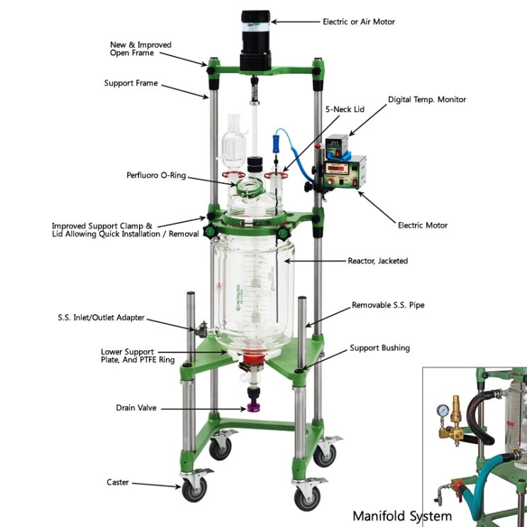 Large Process Reactor System, Jacketed / 자켓식 대형 반응 시스템, 10, 15, 20 L
