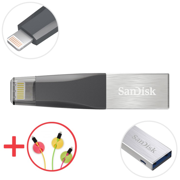 가성비 좋은 샌디스크 iXpand Mini 8핀 OTG USB 3.0 메모리 + 데이터 클립, 32GB ···