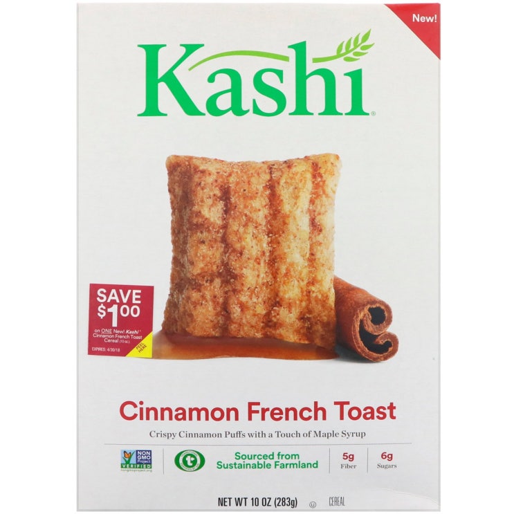 인기 급상승인 Kashi 시나몬 프랜치 토스트 시리얼 10 oz (283 g), 1개 좋아요