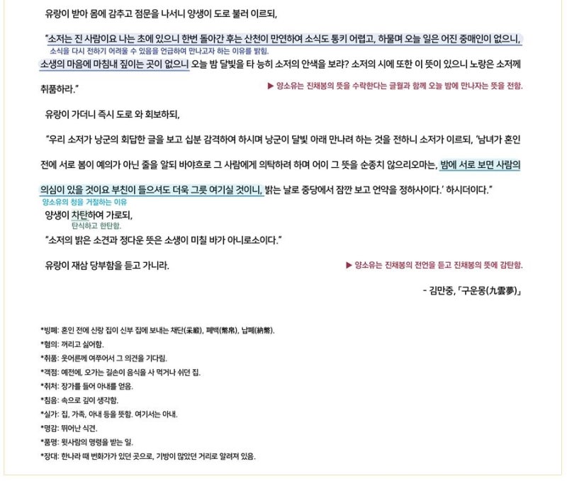 2022 수특 문학] 구운몽(김만중) : 네이버 블로그