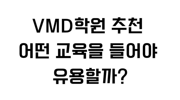  VMD학원 추천 어떤 교육을 들어야 유용할까?