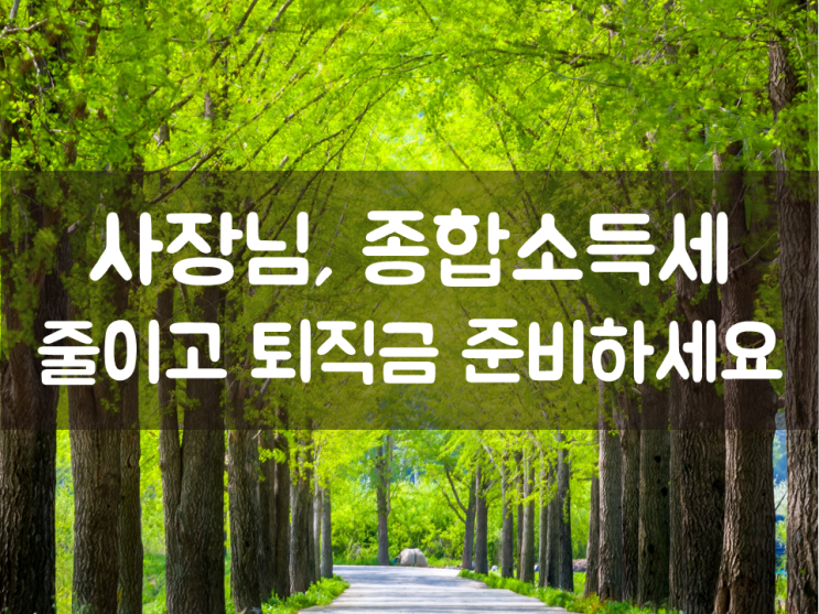  사장님, 종합소득세 줄이고 퇴직금 준비하세요