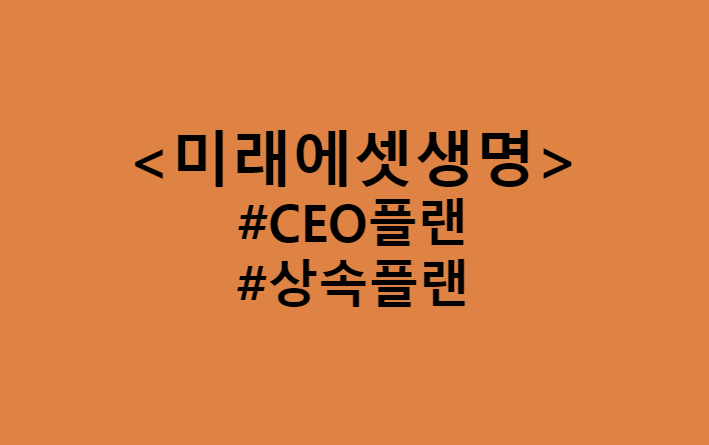  모든 생명보험사 CEO플랜, 상속플랜 비교 견적 (Feat. 미래에셋생명, 경영인정기보험, 종신보험)