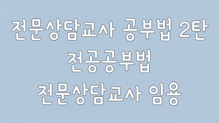  전문상담교사 전공 공부법 임용고시 합격 후기 쩡쌤의 교단일기