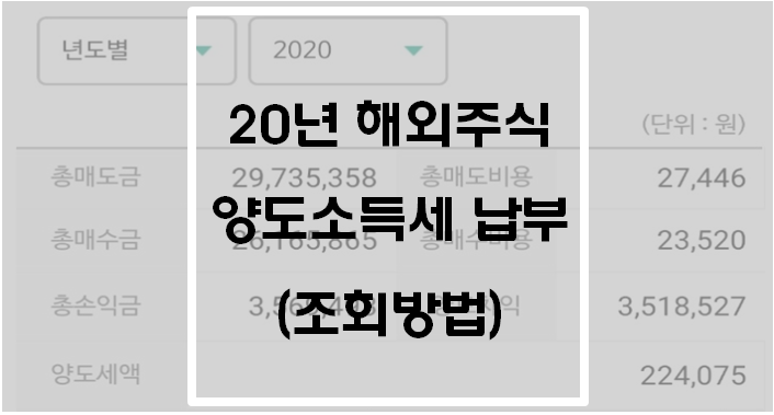  20년 해외주식 양도소득세 납부(조회방법)