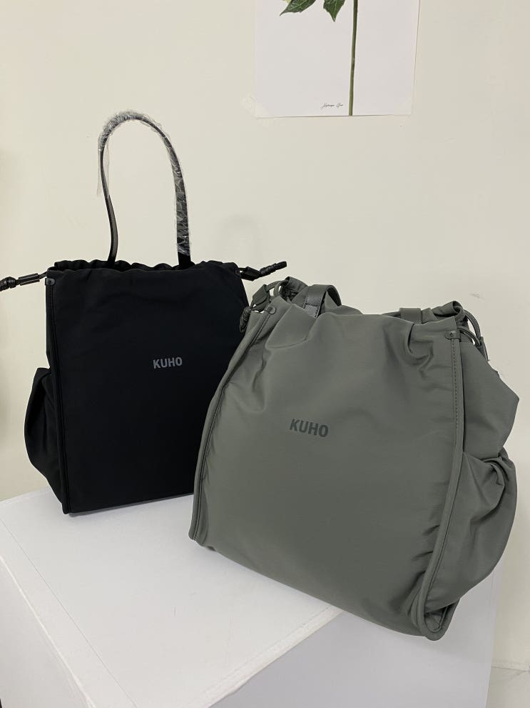  [KU**] 드로우 스트링 백 - khaki/black