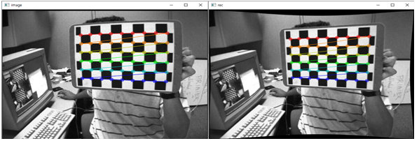  카메라 캘리브레이션, 체스보드를 이용한 렌즈 왜곡 보정 실습(openCV python)