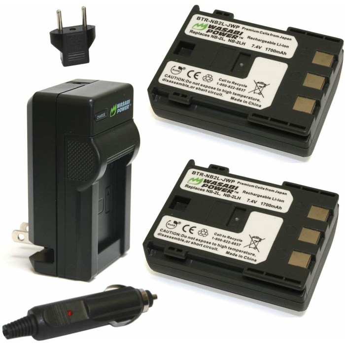 인기 많은 Wasabi Power Battery (2-Pack) and Charger for Canon NB-2L NB-2LH BP-2L5 BP-2LH DC301 DC310 DC3 인기 많은 Wasabi Power Battery (2-Pack) and Charger for Canon NB-2L NB-2LH BP-2L5 BP-2LH DC301 DC310 DC3