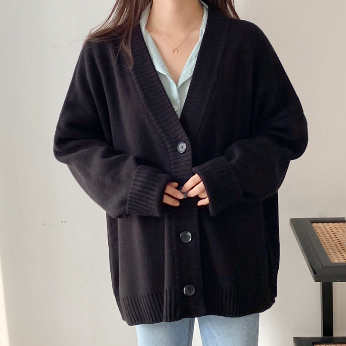  선호도 좋은 아모르데이 여성용 루즈핏 데일리 비비드 브이넥 니트 컴즈가디건 ···