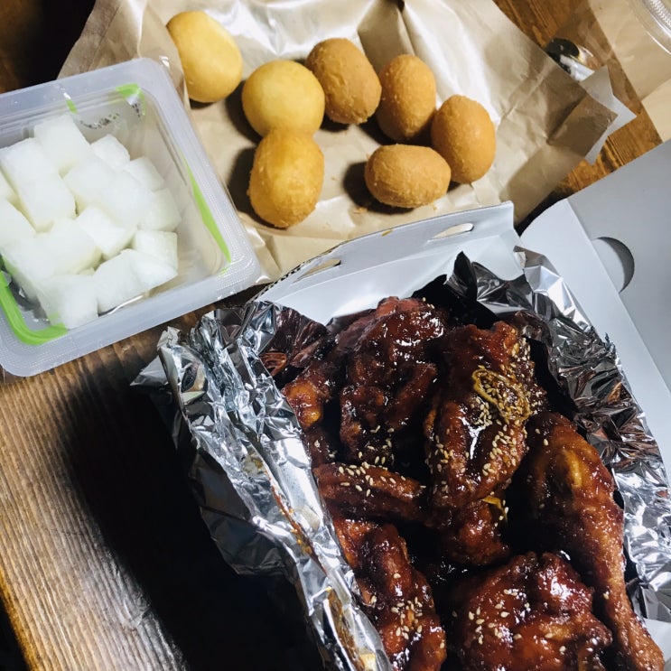  지족동 맛집 [BBQ 치킨 노은 3지구점]매운 왕갈비 치킨+황금알 치즈볼