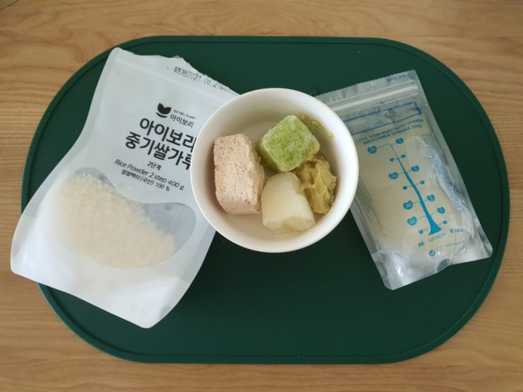 밥솥으로 하는 후기 이유식. 닭고기고구마오이양파죽(4배죽, 한끼 160g 기준)