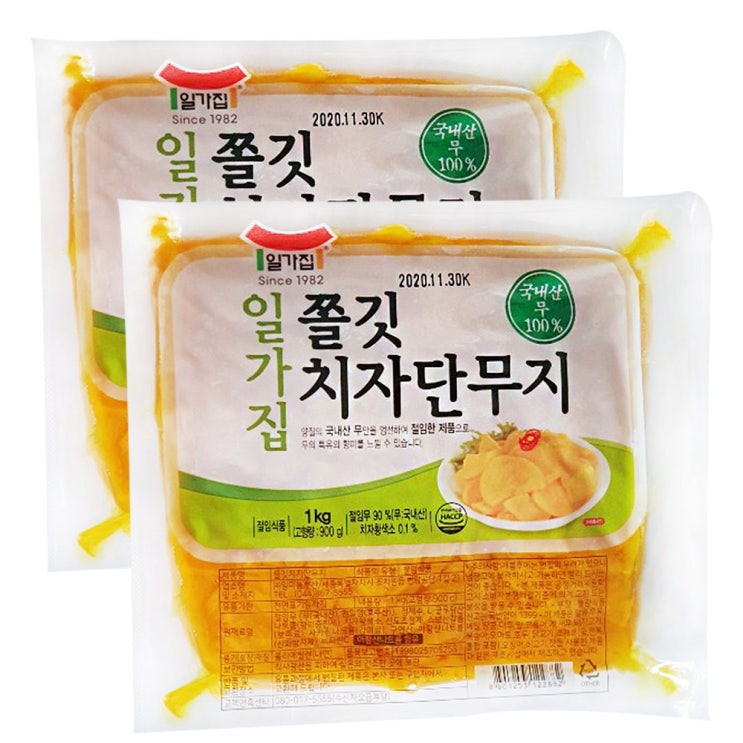 후기가 정말 좋은 일가집 일미 쫄깃 치자 단무지 1kg 2개, 단품 추천합니다