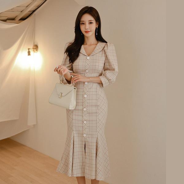 선호도 좋은 체크무늬 머메이드라인 슬림 정장 원피스 좋아요 선호도 좋은 체크무늬 머메이드라인 슬림 정장 원피스 좋아요