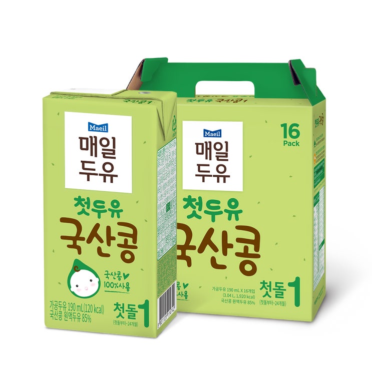 가성비 뛰어난 매일두유 첫두유 국산콩 190ml, 첫돌 1단계, 16팩 추천합니다