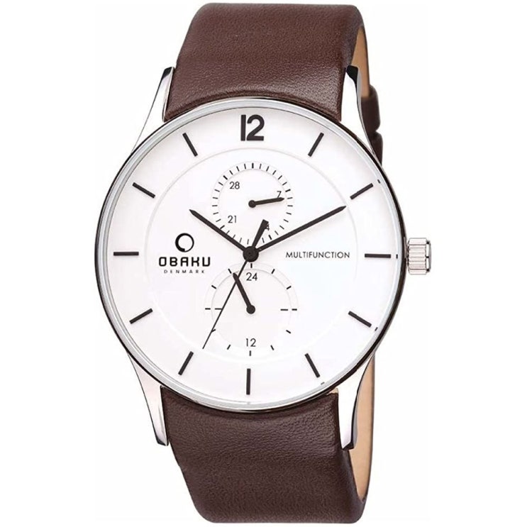 인기있는 Obaku 가죽 스트랩과 황벽 덴마크 남성의 쿼츠 시계 V157GMCIRN ···