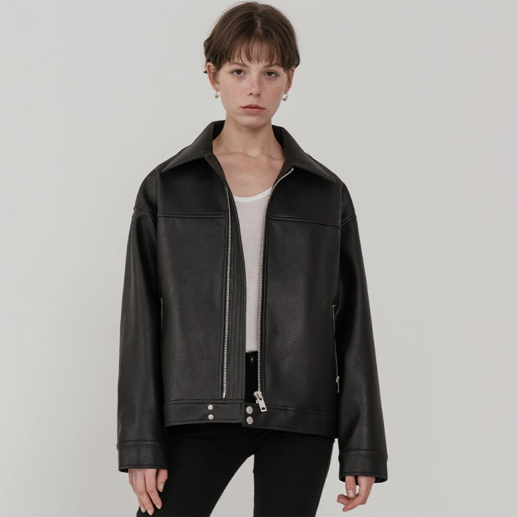 후기가 정말 좋은 여성용 Overfit front zipper leather jacket ··· 후기가 정말 좋은 여성용 Overfit front zipper leather jacket ···