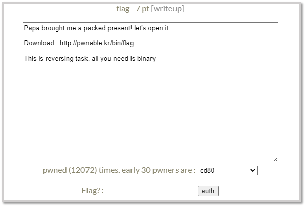  [WarGame] pwnable.kr [flag] hint & Write up