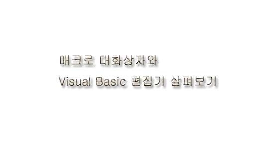  매크로 대화상자, Visual Basic 편집기 살피기