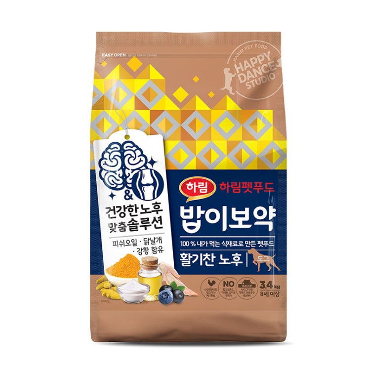 잘나가는 하림펫푸드 밥이보약 활기찬 노후 강아지 사료, 피쉬오일 + 닭날개 + 강황, 3.4kg 추천해요 잘나가는 하림펫푸드 밥이보약 활기찬 노후 강아지 사료, 피쉬오일 + 닭날개 + 강황, 3.4kg 추천해요