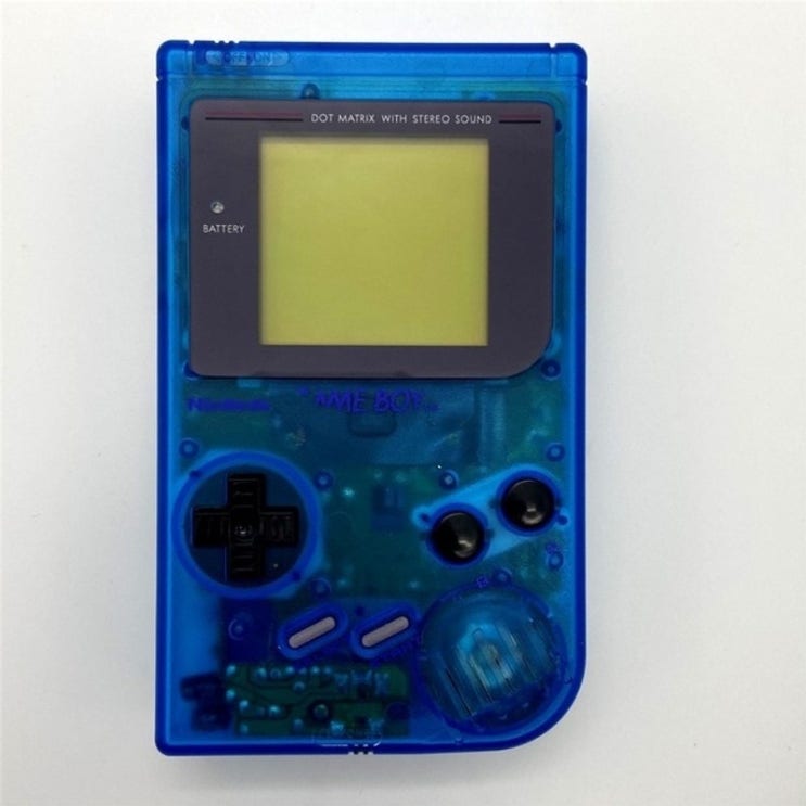 인지도 있는 휴대용게임기 철권 레트로 게임기 가정용 오락실게임기Nintendo GameBoy DMG GB 콘솔 오락 용 기계 팜 게임 휴대용 게임 플레이어, 투명한 파란색 ···