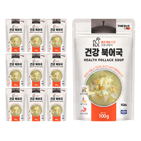 후기가 정말 좋은 더디앤씨 건강 강아지간식 파우치 100g, 북어국, 10개 추천합니다